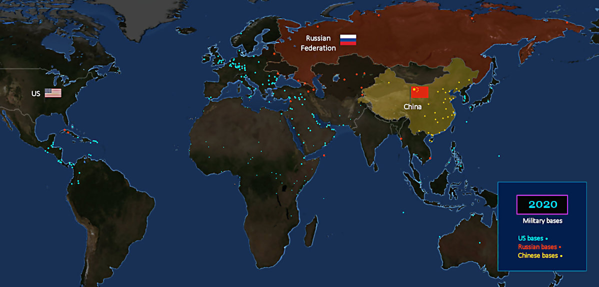 Big Three military bases, 2020 map